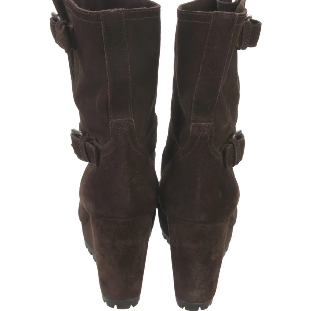 Prada brown suede wedge boot size 8 - Picture 3 of 5